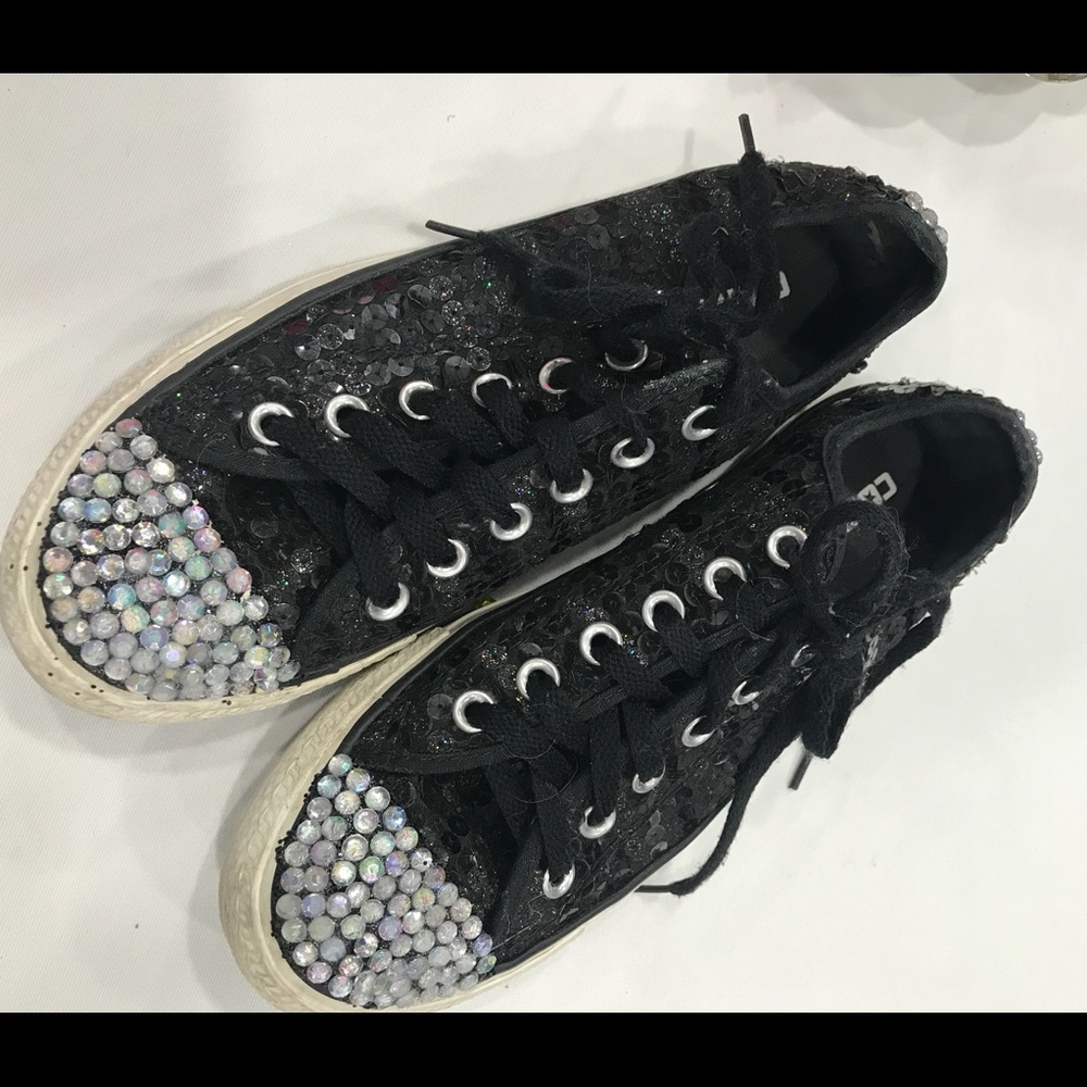 Black Sequined & Blinged Converse
